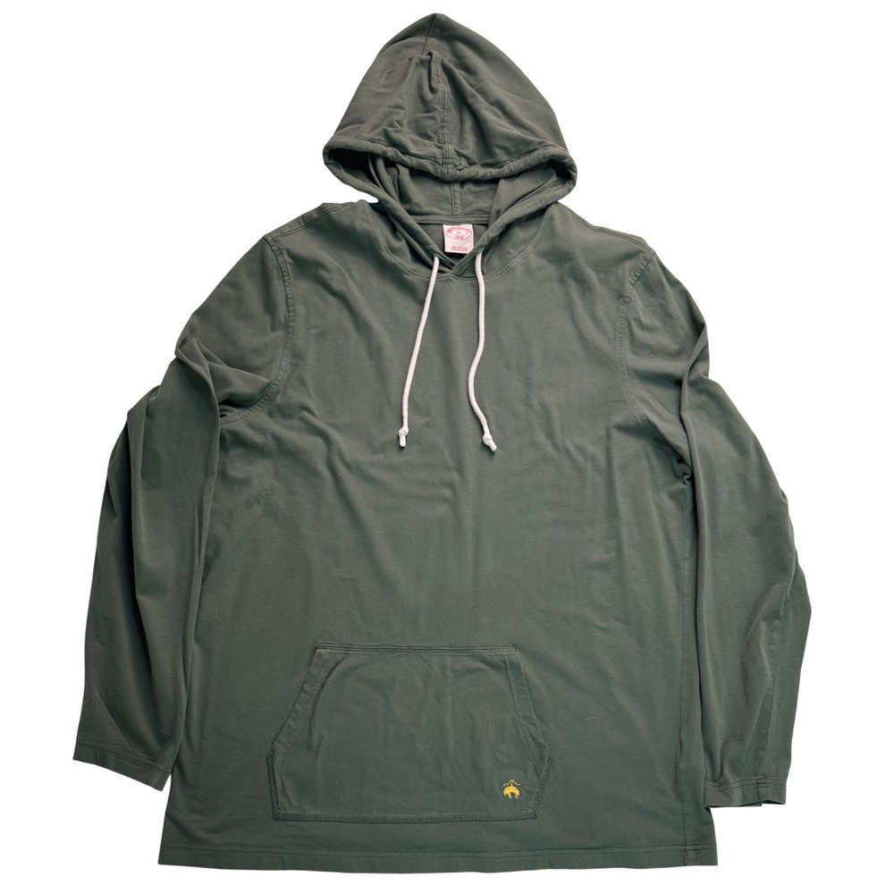 Brooks Brothers Mens XL Olive Green Cotton Long Sleeve Hooded T-Shirt Pullover